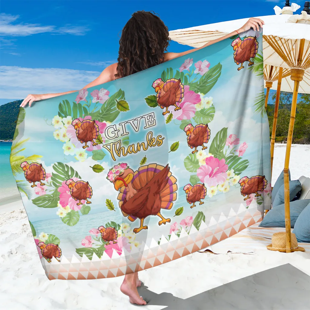 Multicolor Hawaii Thanksgiving Turkey Dabbing Dance Print Sarong Beach Wrap Pareo for Resort OEM - main view