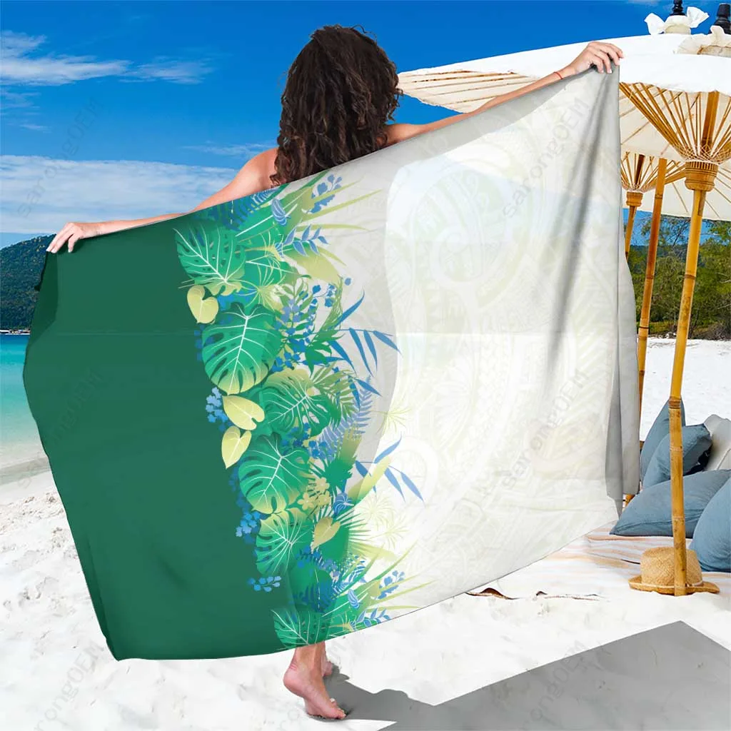 Multicolor Hawaii Tropical Plant Omaomao Sarong Vibrant Polynesian Pattern Beach Wrap Wholesale Pareo - main view