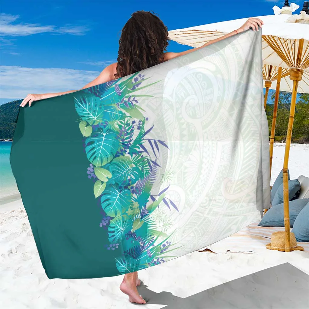 Hawaii Tropical Plant Teal Sarong Vibrant Polynesian Pattern - main view