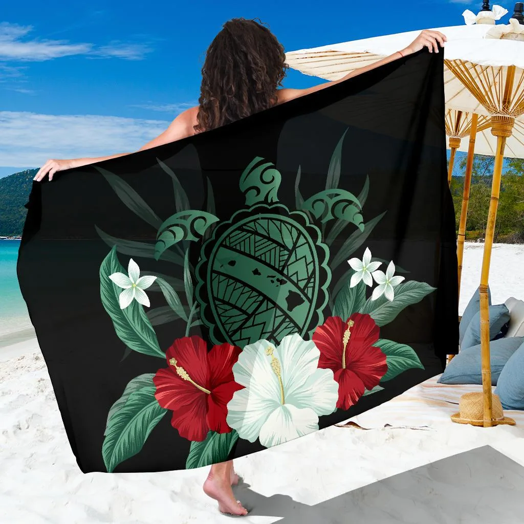 Classic Hawaii Turtle Hibiscus Printed Sarong Tropical Island Beach Wrap Pareo for Resort Wholesale - main view