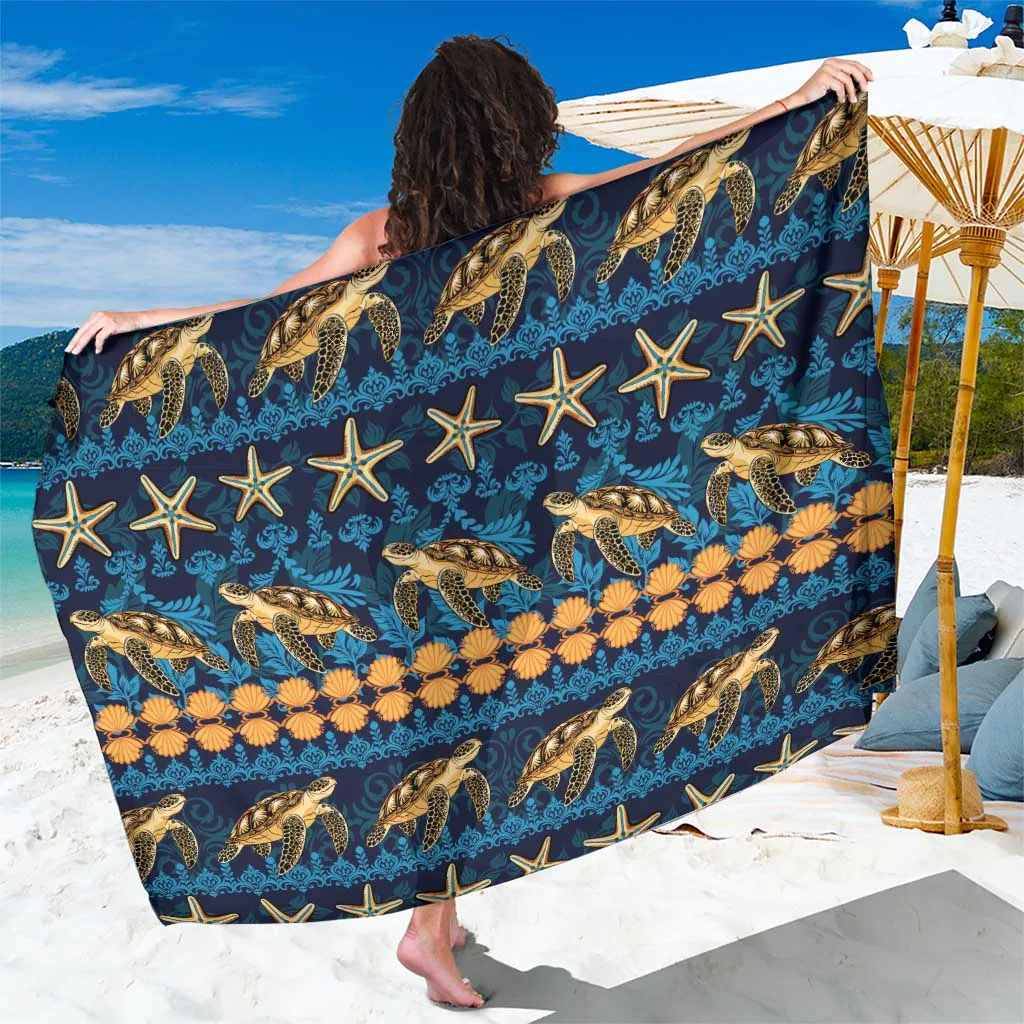 Turtle Starfish Hawaii Print Sarong Beach Wrap Rayon Summer Island Cover Up Wholesale - main view