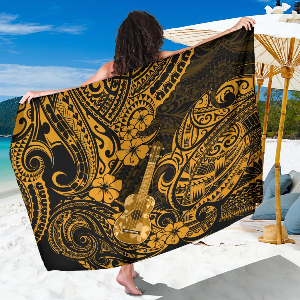 Hawaii Ukulele Sarong Polynesian Pattern Gold Version - main view