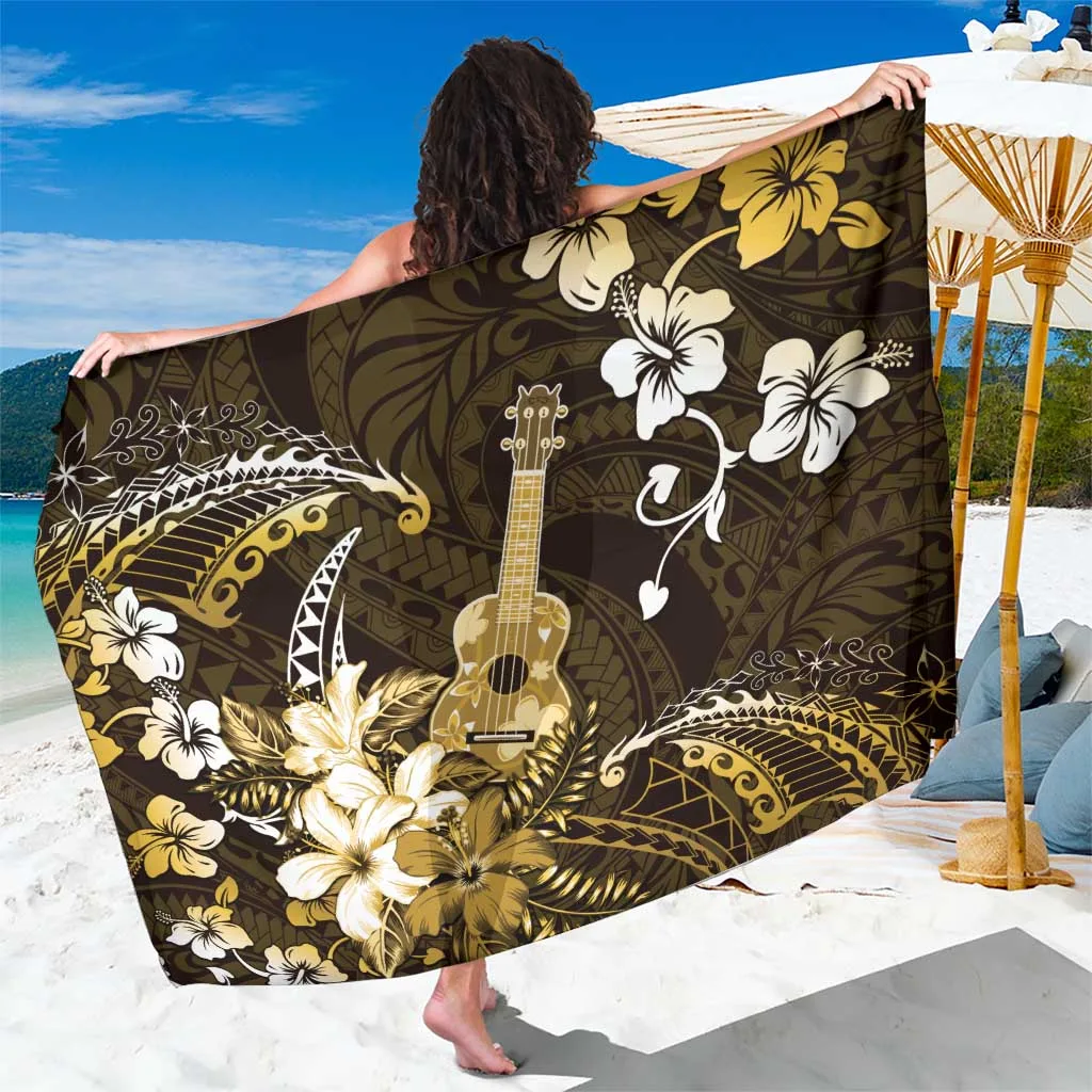 Gold Hibiscus Polynesian Pattern Print Sarong Hawaii Tropical Beach Wrap Skirt Wholesale Pareo - main view