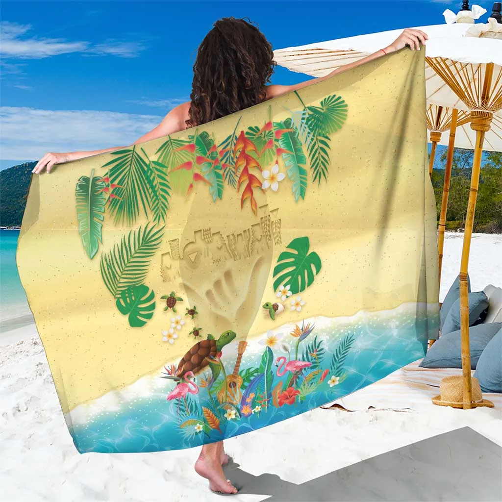 Hawaiian Tropical Plants & Animals Print Viscose Sarong Beach Wrap Polynesian Resort Cover Up Wholesale Pareo - main view