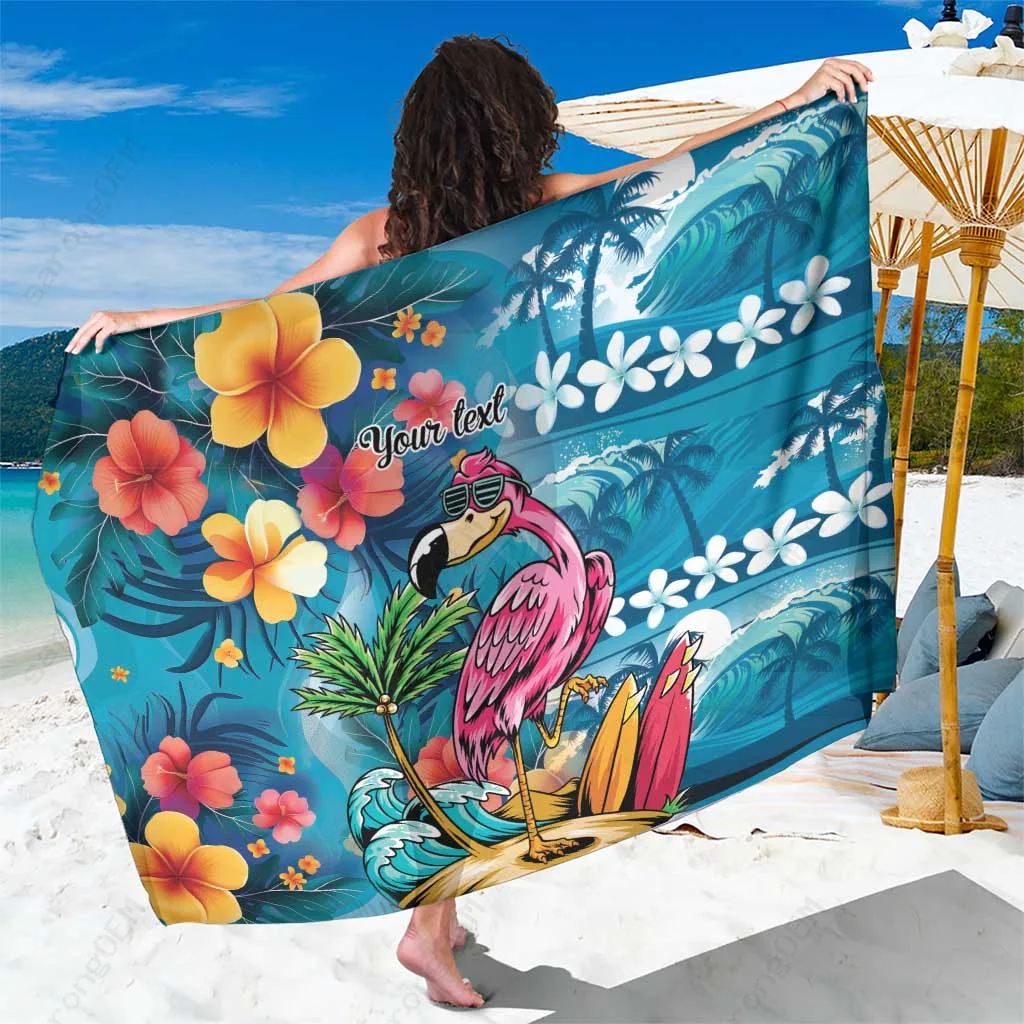 Blue Hawaiian Hibiscus Tropical Flower Print Sarong Beach Wrap Summer Resort Cover Up Wholesale Pareo - related