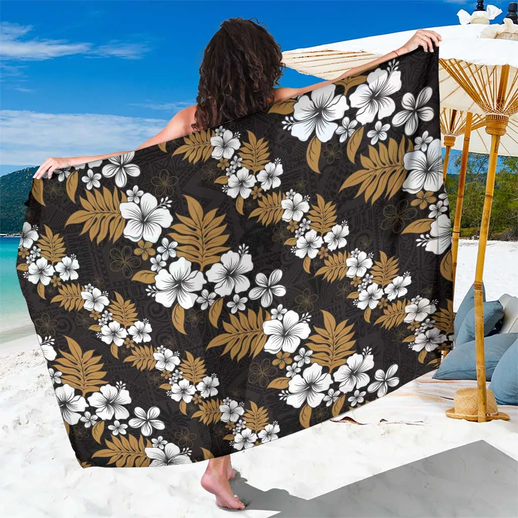 Brown Hibiscus Tribal Floral Print Sarong Polynesian Tapa Pattern Beach Wrap Pareo Wholesale - main view