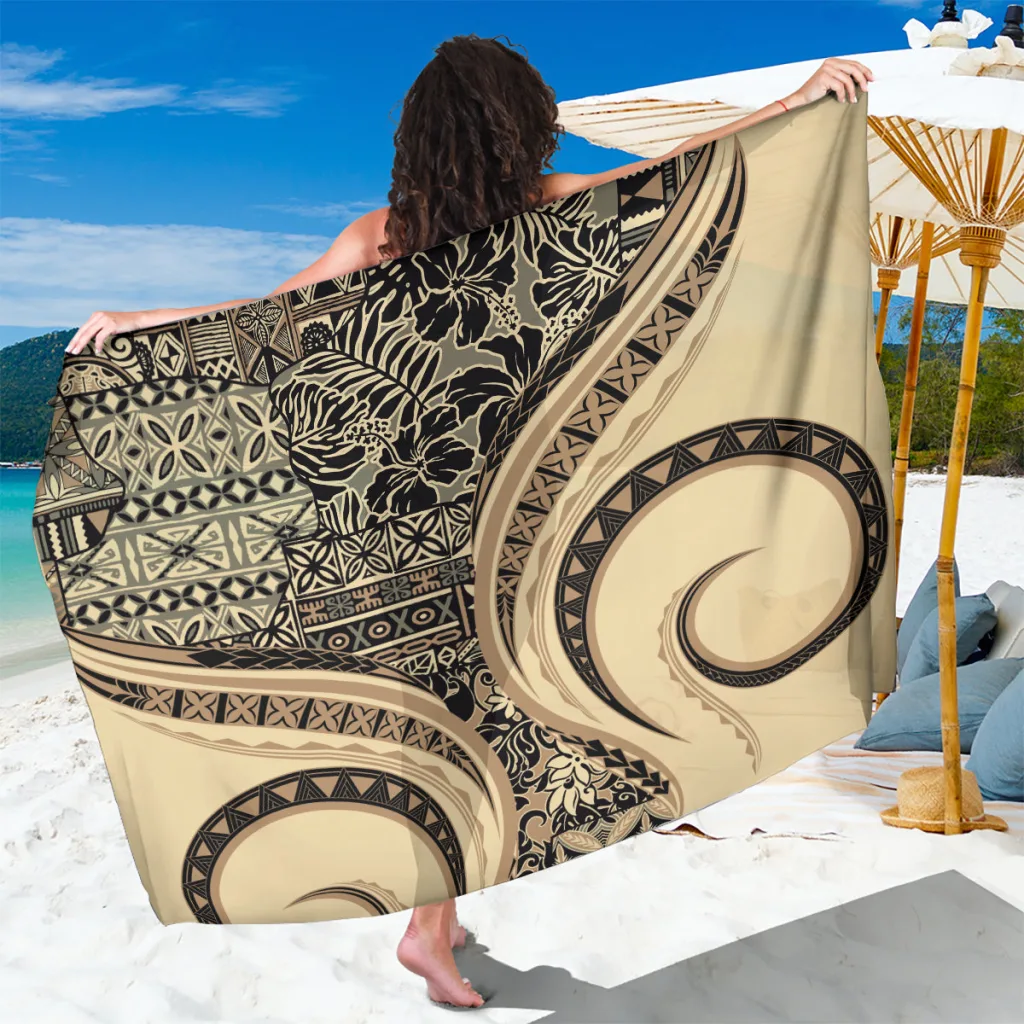 Multicolor Hawaiian Hibiscus Tribal Vintage Motif Print Sarong Beach Wrap Summer Pareo for Resort Hotel Wholesale