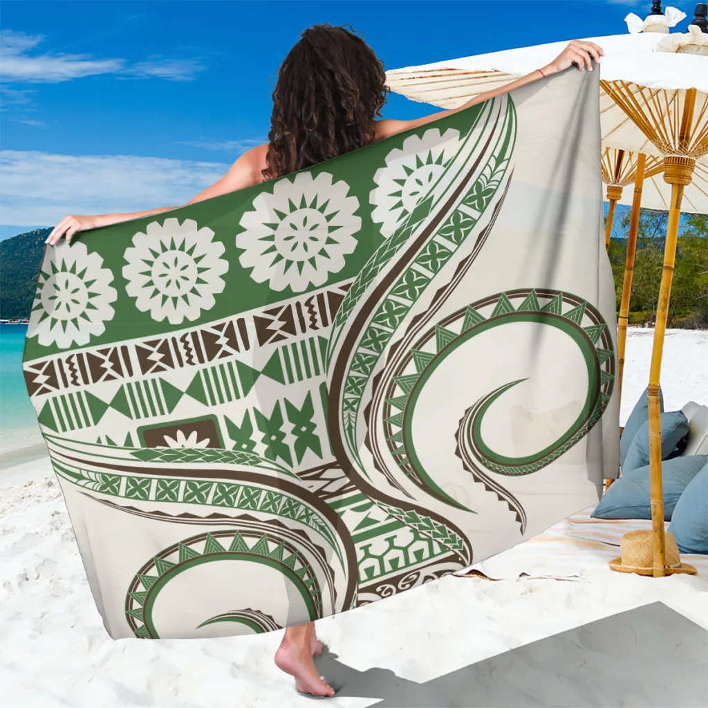 Multicolor Hibiscus Tribal Motif Printed Sarong Hawaiian Tropical Beach Wrap Pareo Wholesale - main view