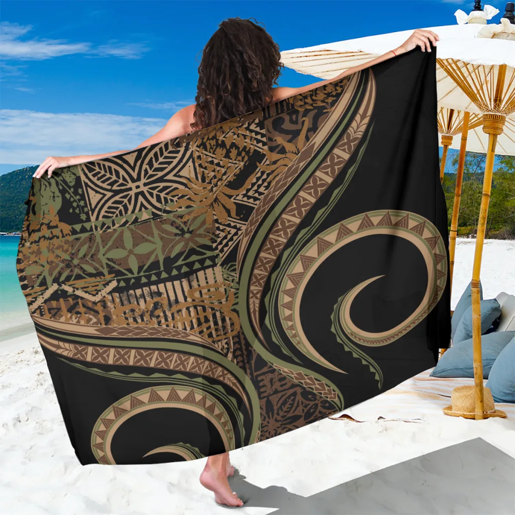 Multicolor Hawaiian Hibiscus Tribal Vintage Motif Print Sarong Beach Wrap Summer Pareo for Resort Wholesale