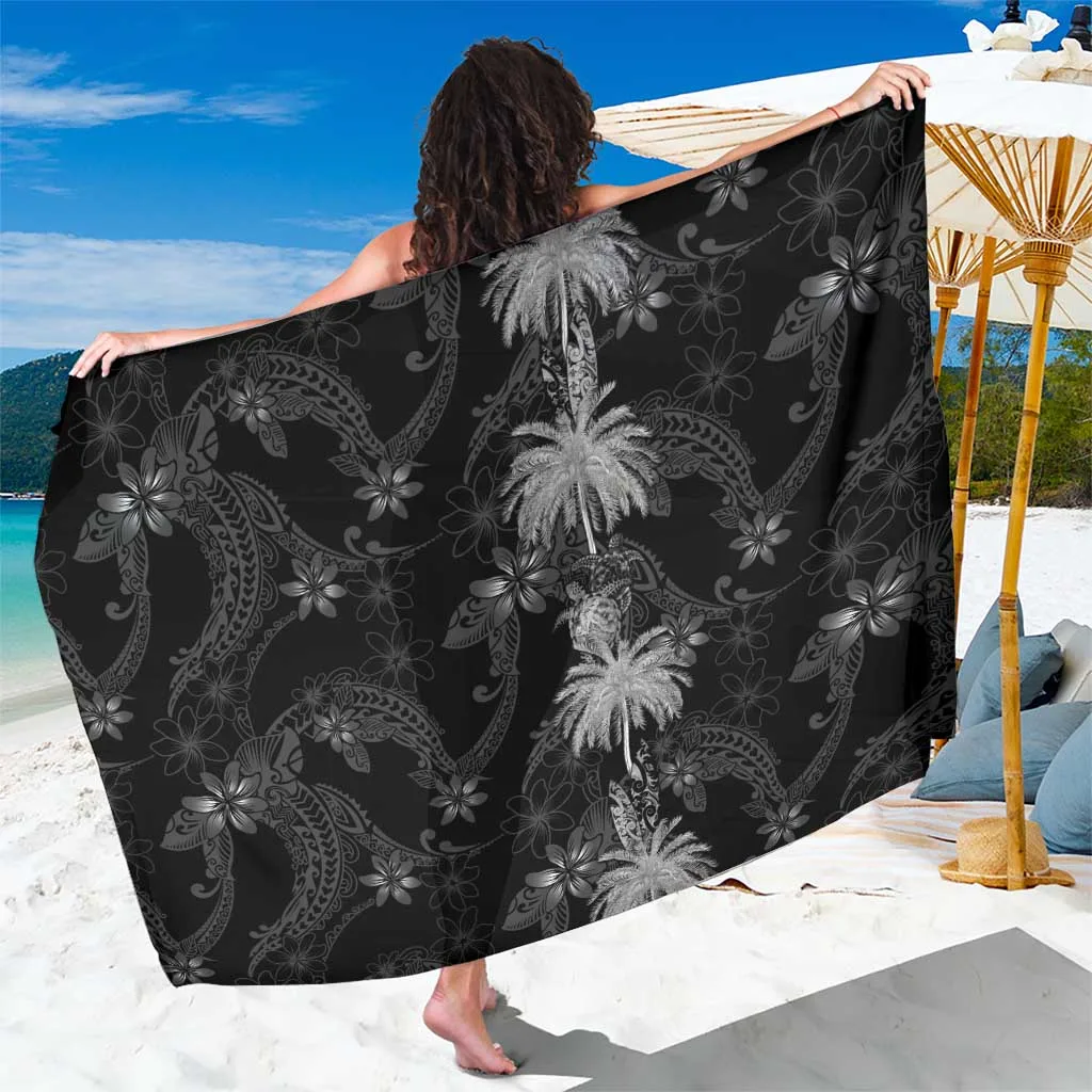 Silver Hawaiian Honu & Surfboards Print Sarong Polynesian Style Beach Wrap Cover Up Wholesale Pareo - main view