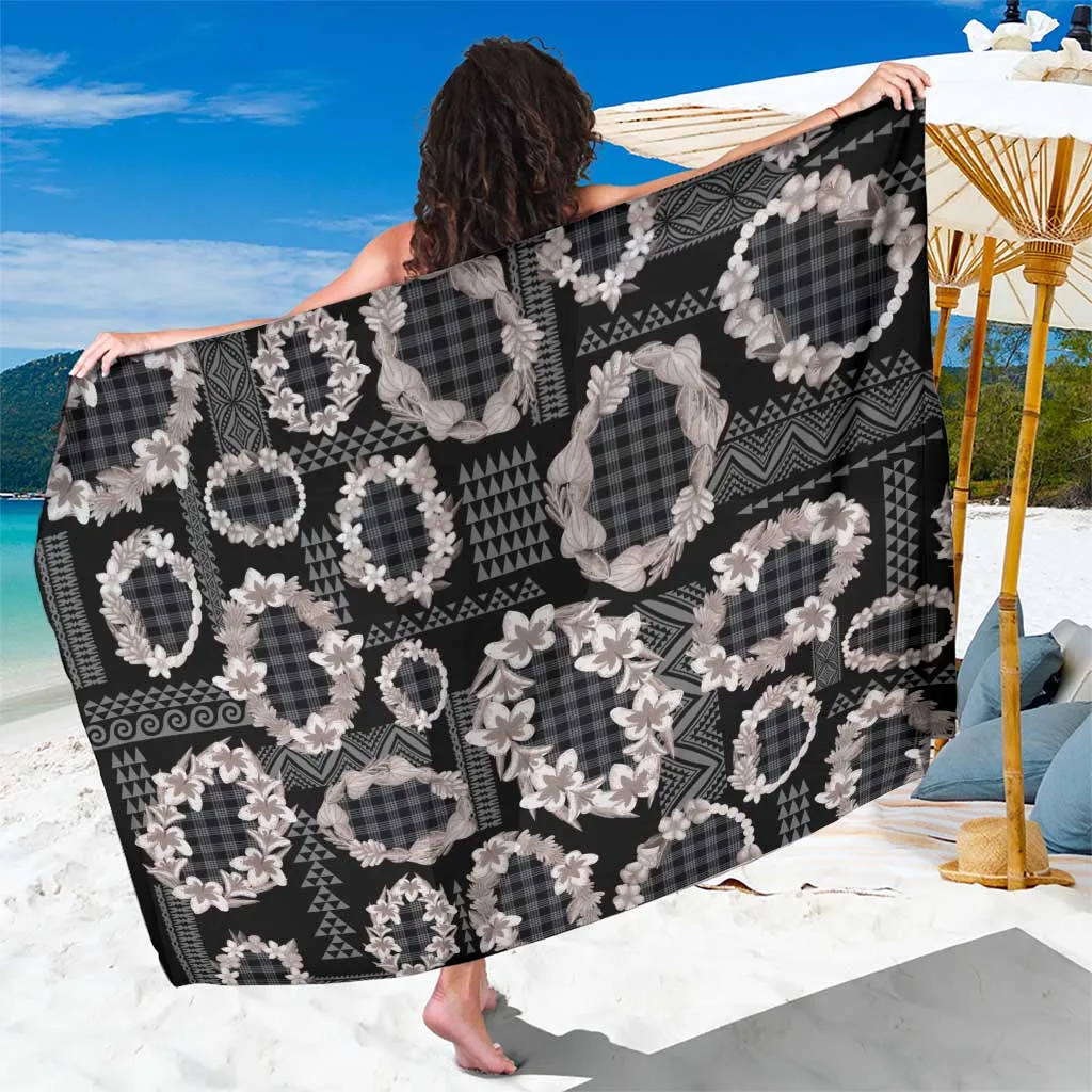 Gray Hawaiian Leis Kakau Tattoos Palaka Plaid Print Sarong Beach Wrap Pareo Wholesale Summer Cover Up - main view