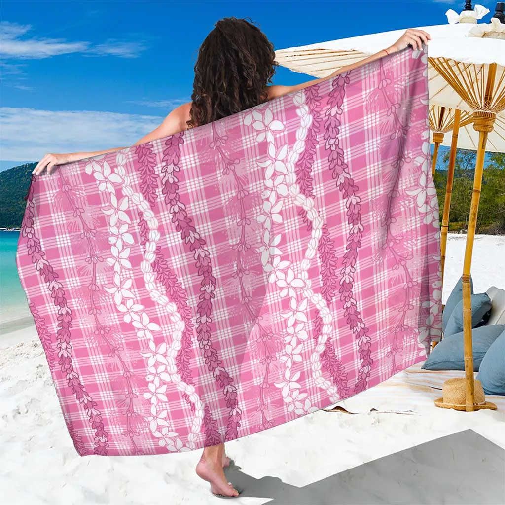 Red Brown Hawaiian Ohia Lehua Lei Palaka Plaid Floral Sarong Polynesian Island Beach Wrap Wholesale Pareo - related