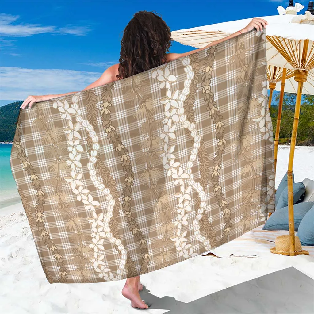 Red Brown Hawaiian Ohia Lehua Lei Plaid Palaka Kalaihaahaa Print Sarong Polynesian Beach Wrap Wholesale Pareo - related