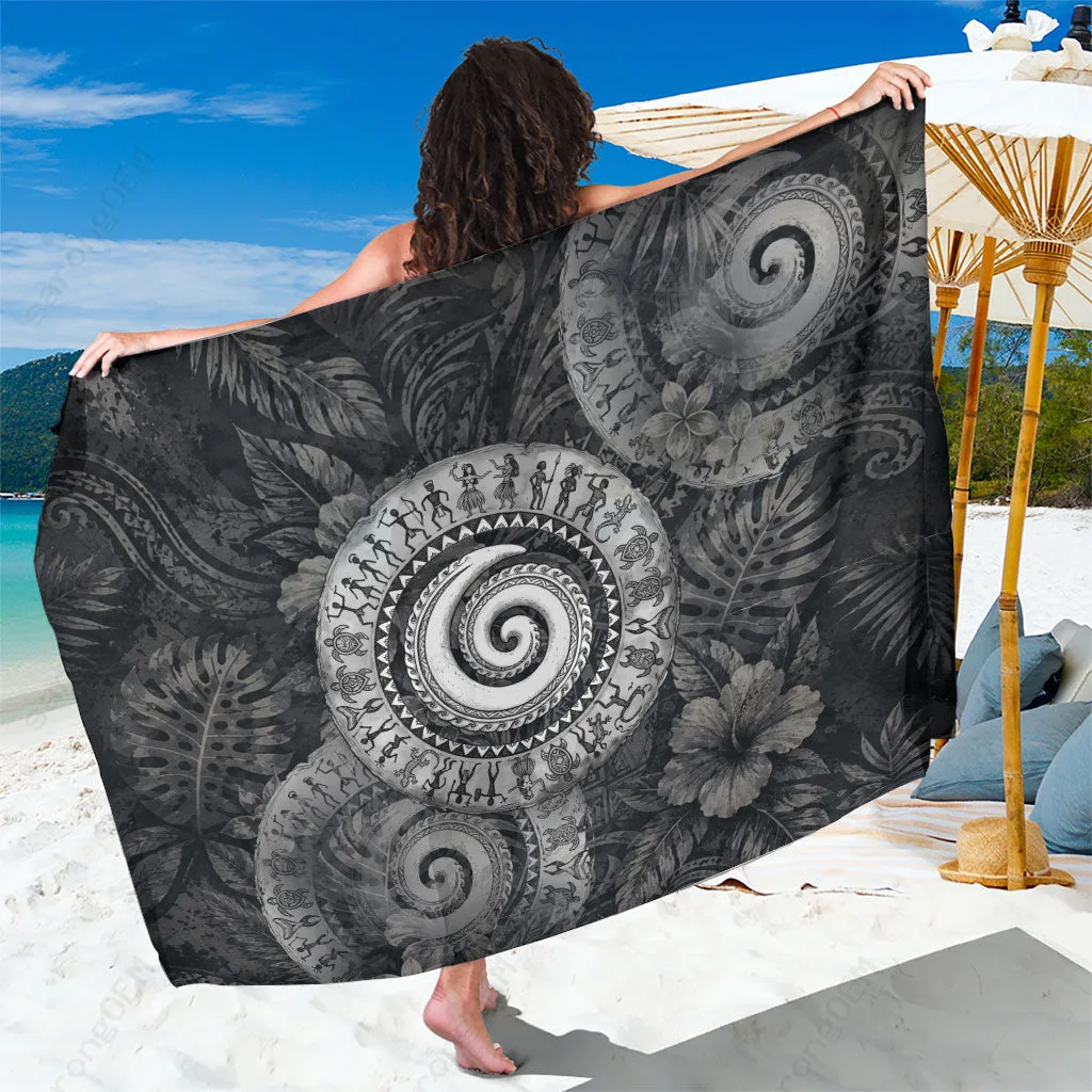 Navy Blue Ocean Waves Anchor Hawaiian Piko Sarong Tropical Island Beach Wrap Wholesale Pareo - main view