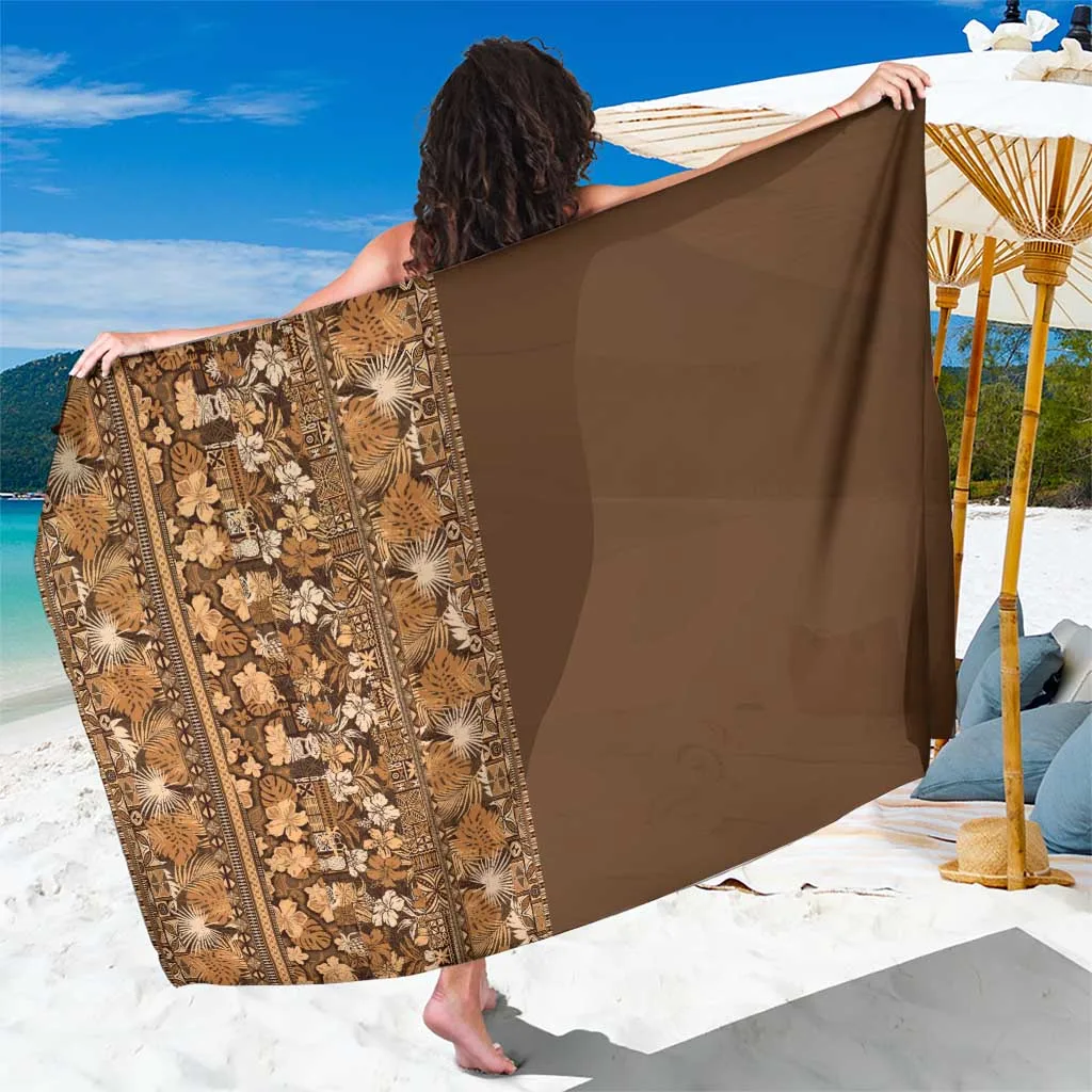 Gold Hawaiian Tribal Hibiscus Print Sarong Beach Wrap Summer Island Resort Pareo Wholesale - main view
