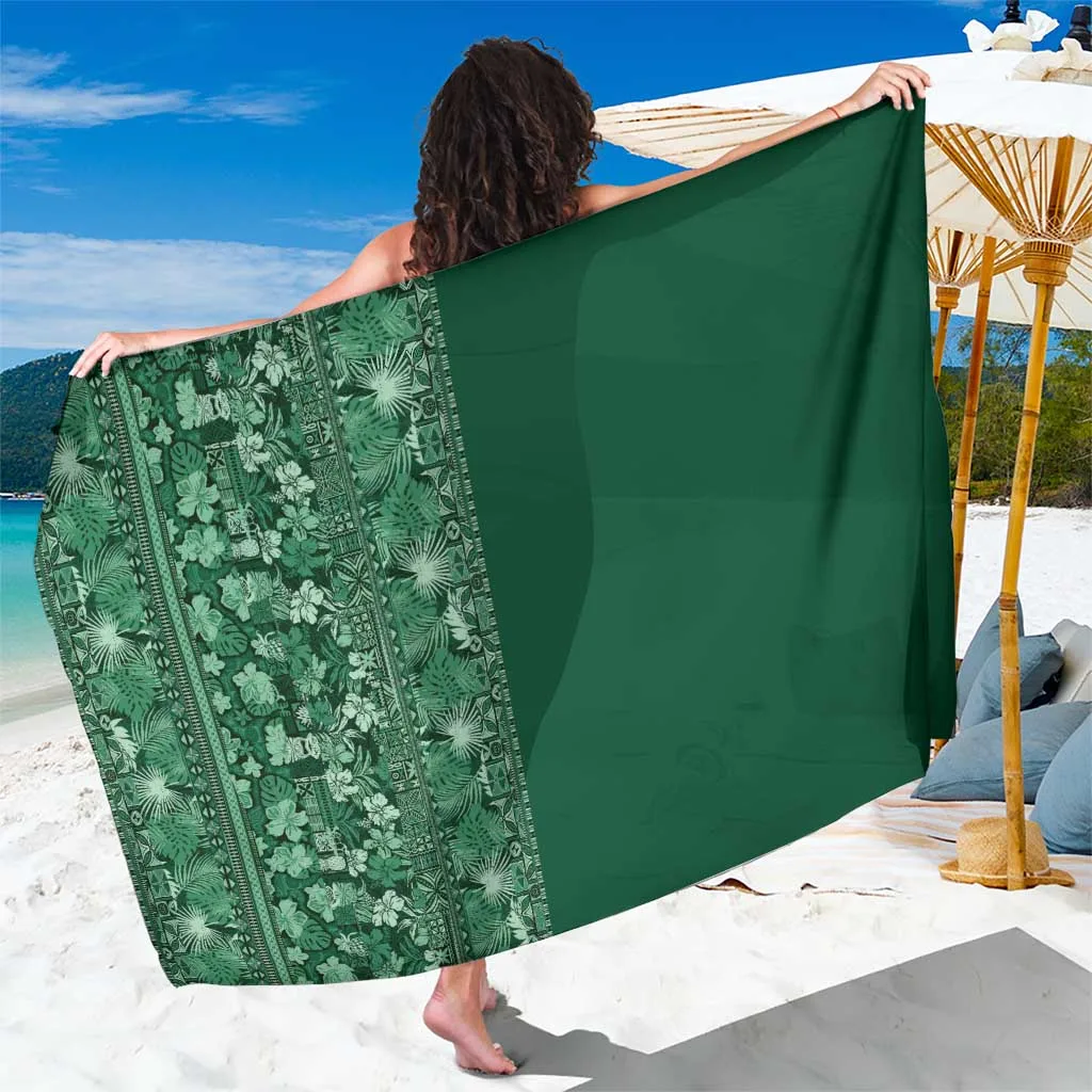 Hawaiian Tribal Elements Hibiscus Sarong Green Pattern - main view