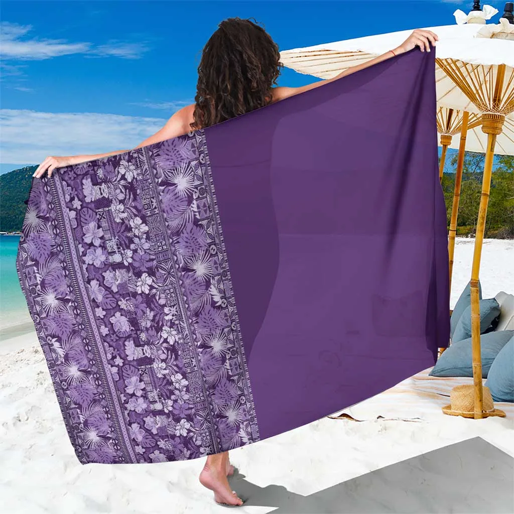 Purple Hawaiian Tribal Hibiscus Print Sarong Rayon Beach Wrap Summer Resort Pareo Wholesale - main view