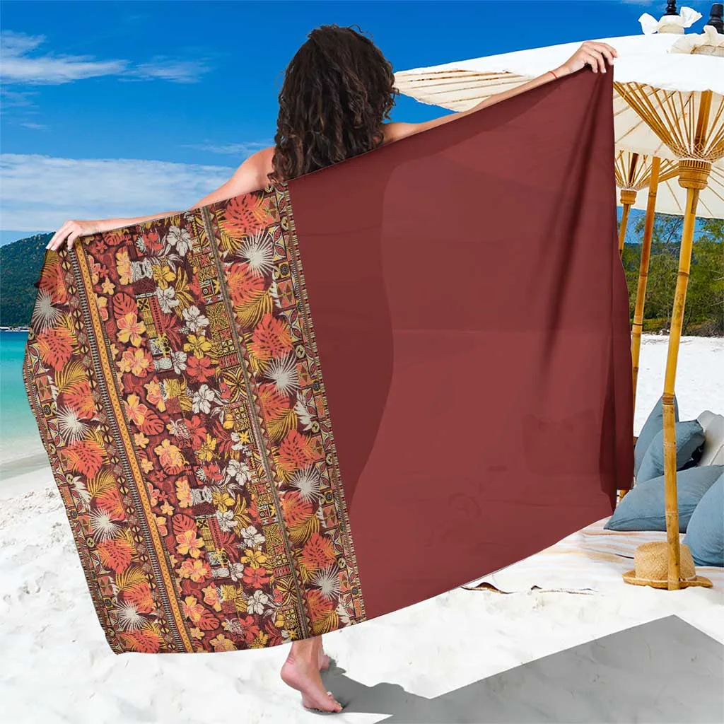 Red Hawaiian Tribal Hibiscus Print Sarong Tropical Beach Wrap Pareo for Resort Hotel Wholesale Custom - main view