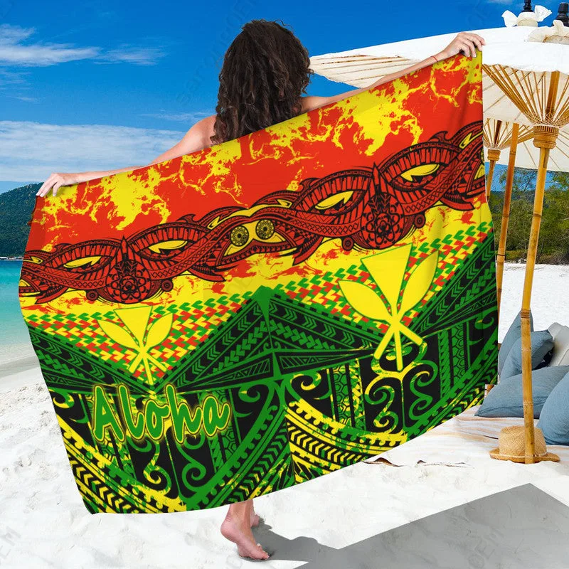 Black Hawaiian Tribal Kanaka Maoli Print Sarong Polynesian Beach Wrap Resort Cover Up Wholesale Pareo