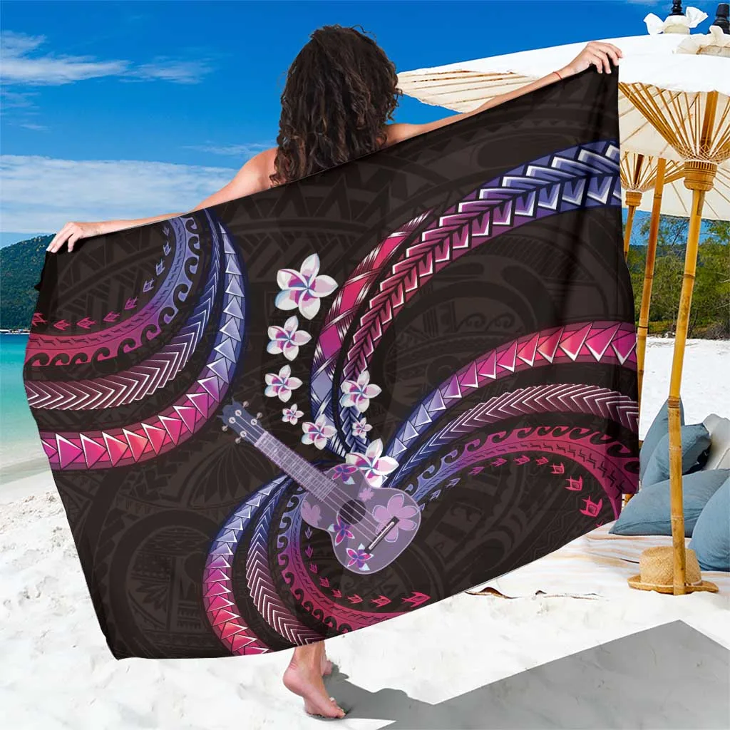 White Hawaiian Plumeria Hibiscus Floral Print Sarong Beach Wrap Summer Island Resort Cover Up Wholesale Pareo - main view