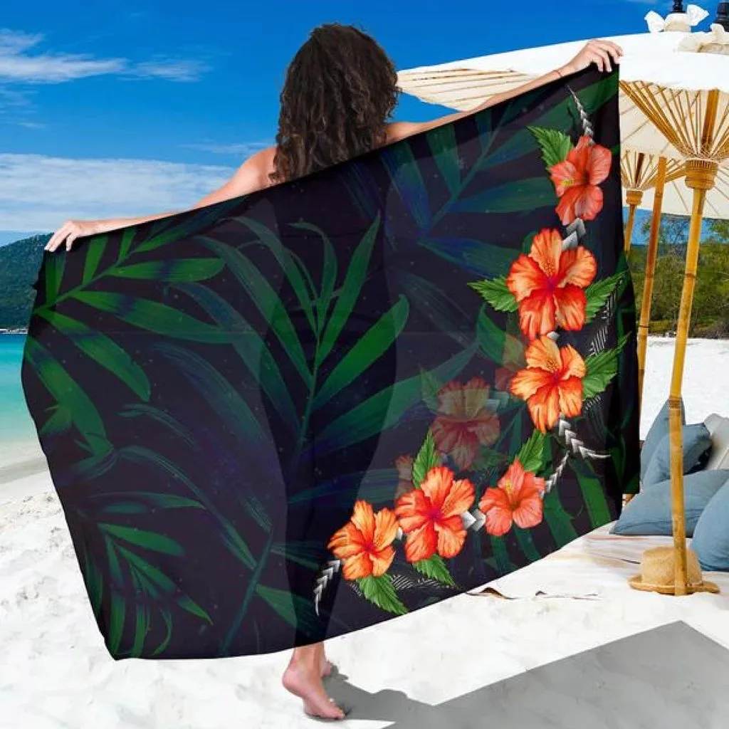 Hibiscus Palm Print Sarong Tropical Island Resort Beach Wrap Wholesale Pareo - main view