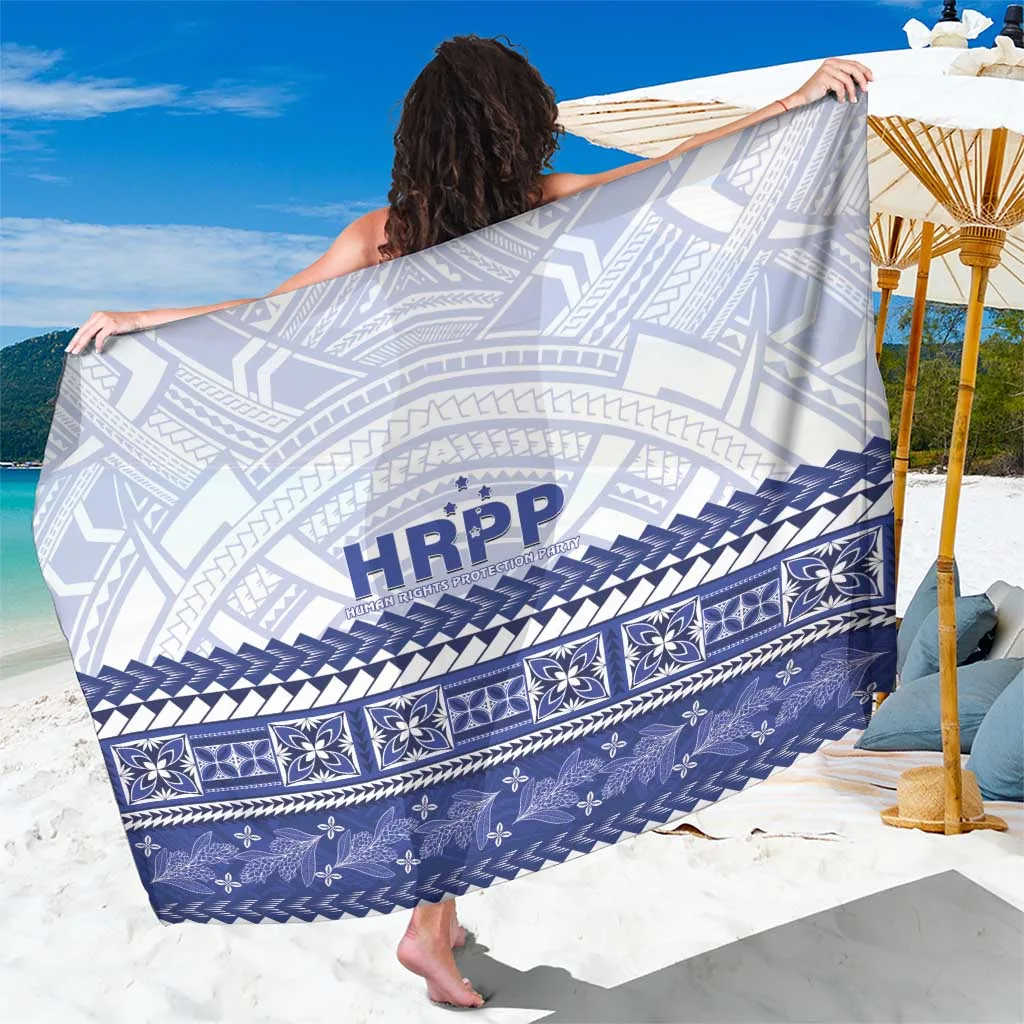 White Samoa Siapo Sarong with Teuila Flowers & Tribal Pattern Tropical Beach Wrap Pareo for Resort Wholesale - main view