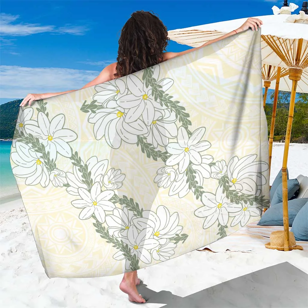 Lemon Yellow Lei Tiare Hibiscus Tribal Print Sarong Polynesian Beach Wrap Wholesale Pareo - main view
