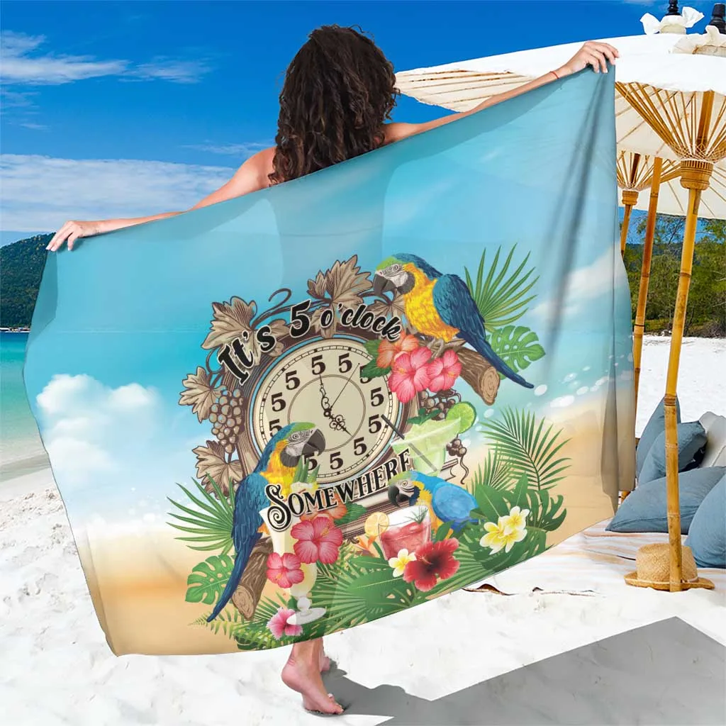 Its 5 Oclock Somewhere Sarong Hawaiian Tropical Parrots - main view