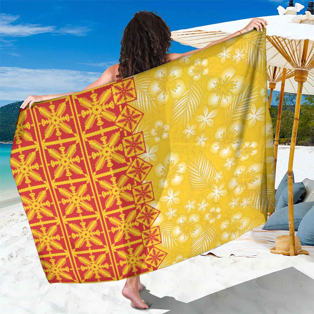 Colorful Hawaiian Tropical Flower Hibiscus Print Sarong Beach Wrap Island Resort Pareo Wholesale - main view