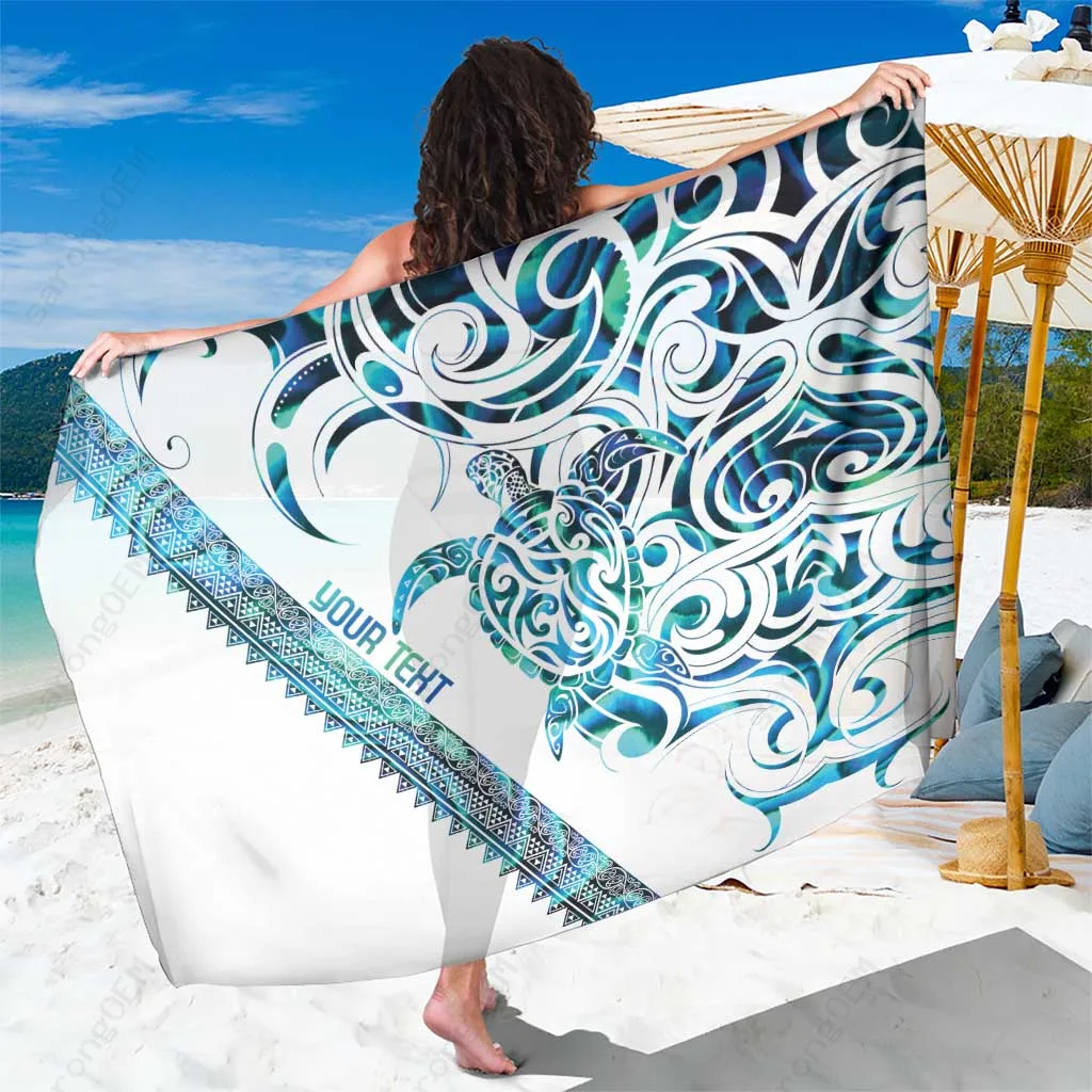 Shell White Tribal Turtle Sarong Polynesian Beach Wrap Cover Up Pareo Wholesale - main view