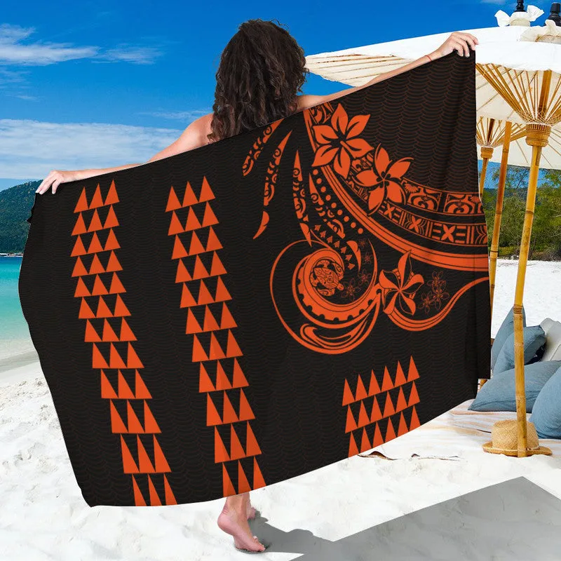 Orange Hawaiian Polynesian Tribal Print Sarong Beach Wrap Summer Resort Cover Up Pareo Wholesale - main view