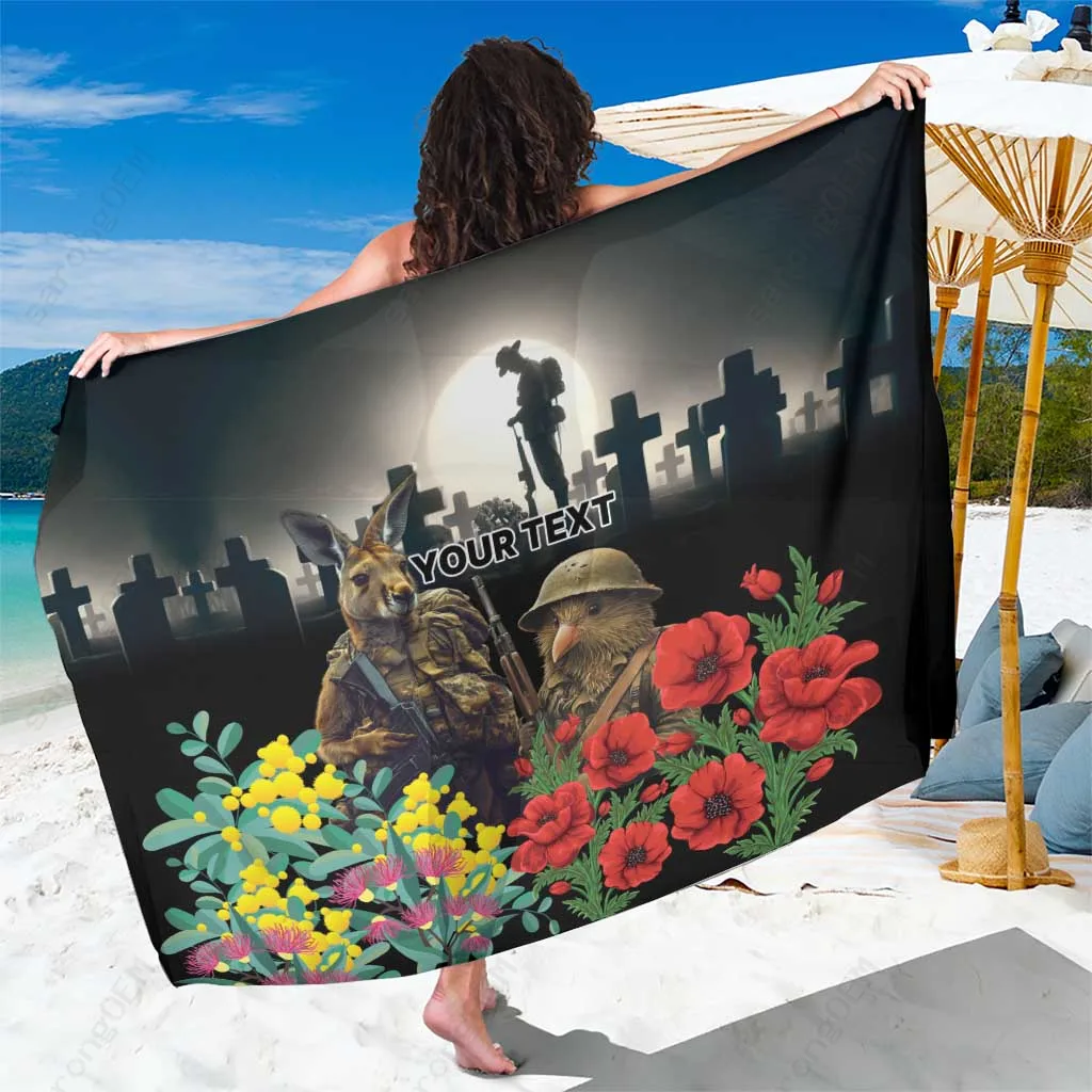 Gold Anzac Poppy Golden Wattle Floral Print Sarong South Pacific Resort Beach Wrap Wholesale Pareo - main view