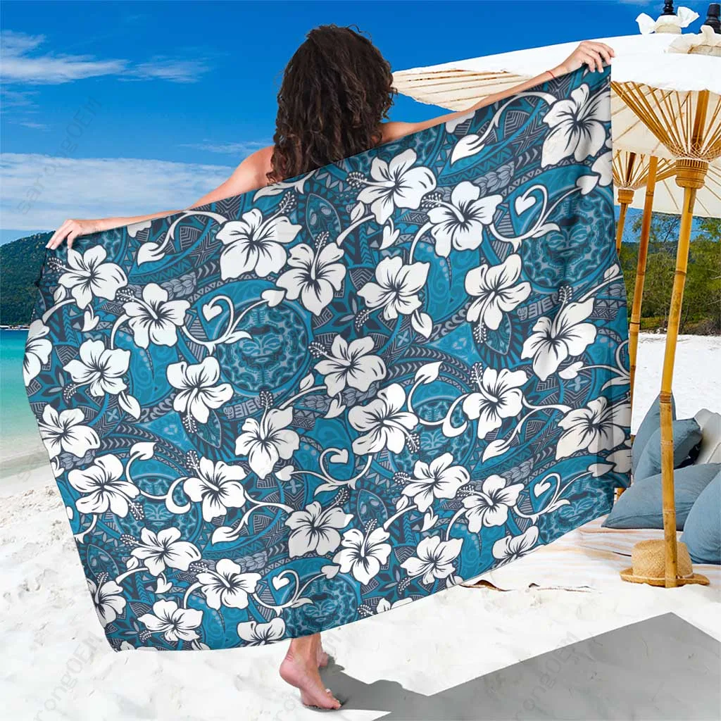 Hibiscus Red Palm Tribal Print Sarong Fiji Tropical Beach Wrap Cover Up Wholesale Pareo - main view