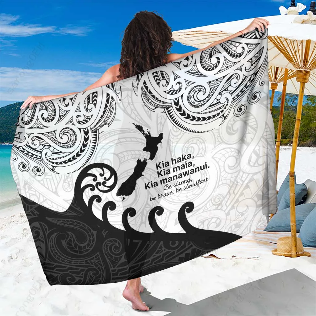 Red Maori Language Te Reo Inspired Art Print Sarong Polynesian Beach Wrap Wholesale Pareo - main view
