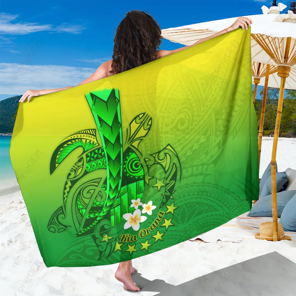 Sea Turtle Tattoo Print Sarong Polynesian Beach Wrap Cover Up Resort Pareo Wholesale - main view