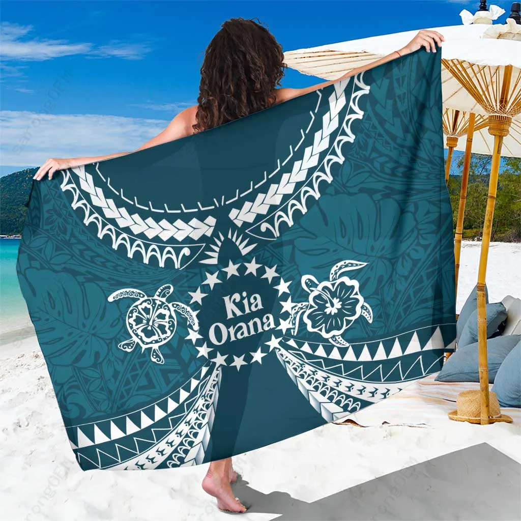 Blue Polynesian Turtle Print Sarong Beach Wrap Pareo Tropical Island Cover Up Wholesale