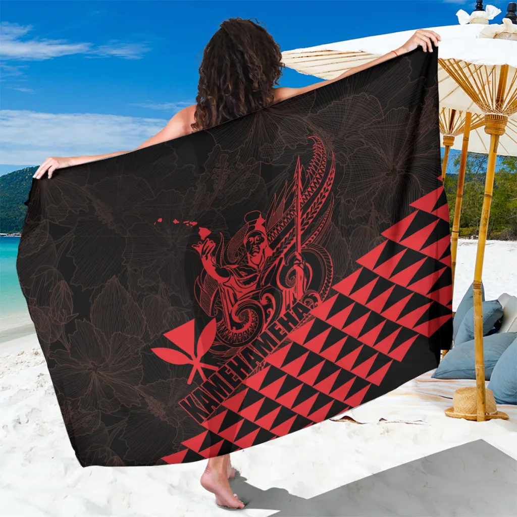 Khaki Polynesian Tribal Mandala Hibiscus Print Sarong Beach Wrap for Resort Hotel Wholesale Pareo - main view