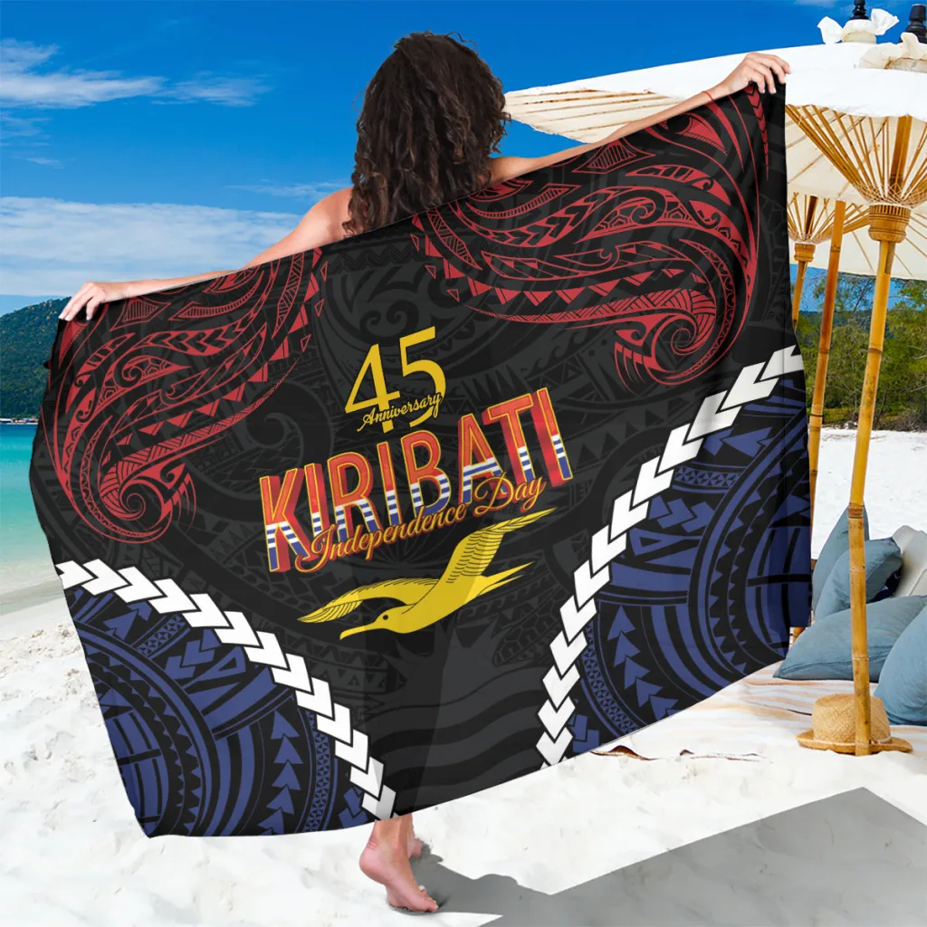 Kiribati 45th Anniversary Independence Day Sarong Since 1979 Viscose Tropical Print Beach Wrap Wholesale Pareo - main view