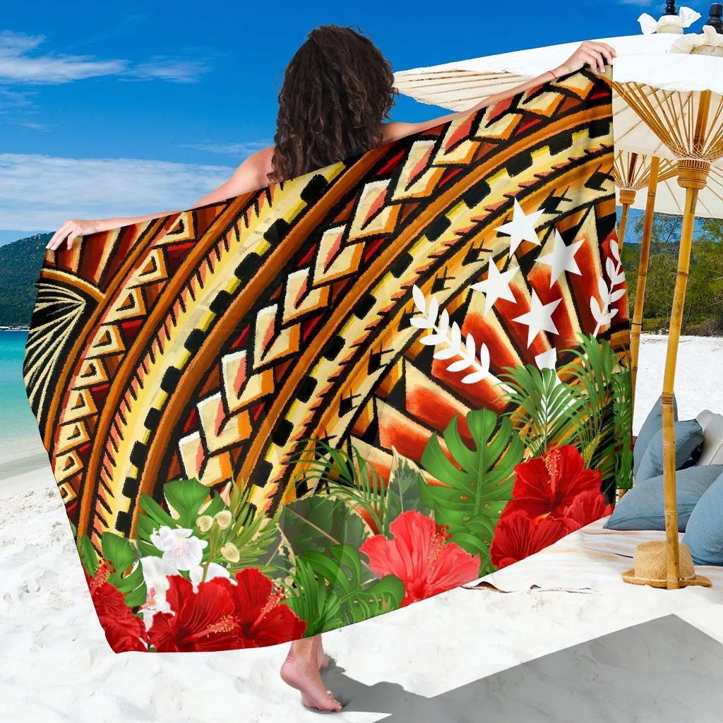 Cream Vintage Mandala Tribal Print Sarong Polynesian Beach Cover Up Pareo Wholesale - main view