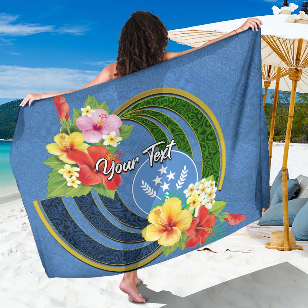 Kosrae Sarong Hibiscus Mix Maori Tattoo Pattern Viscose Rayon Beach Wrap Pareo Wholesale - main view