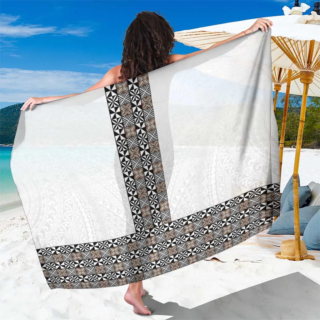 Light Gray Polynesian Tribal Print Sarong Beach Wrap for Resort Hotel OEM Wholesale - main view