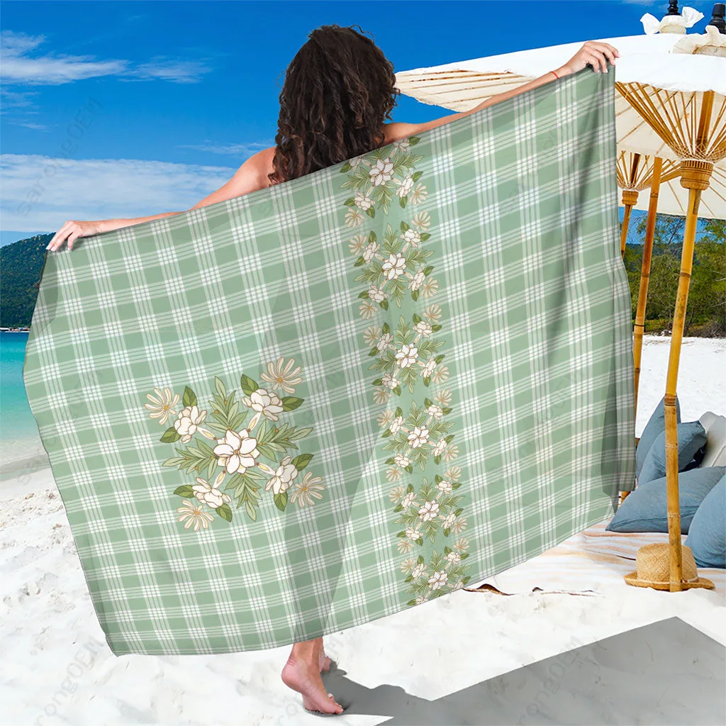 Hawaiian Maile Leaf Floral Print Sarong Beach Wrap Polynesian Island Cover Up Wholesale Pareo