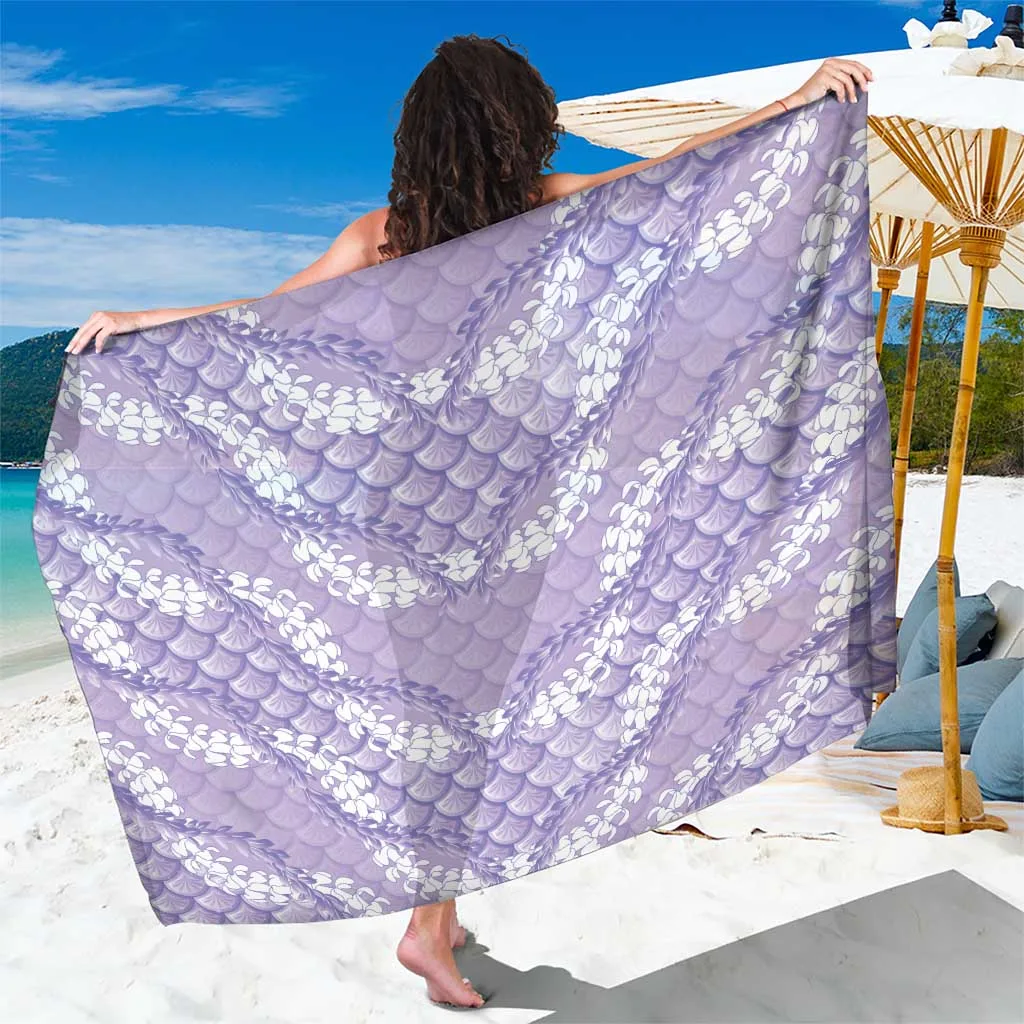 Lilac Mermaid Puakenikeni Maile Lei Floral Sarong Polynesian Beach Wrap Wholesale Pareo - main view