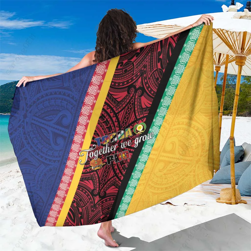 Light Pink Floral Sarong with Hibiscus & Tribal Print, South Pacific Beach Wrap for Resort Wear, Wholesale Pareo - main view