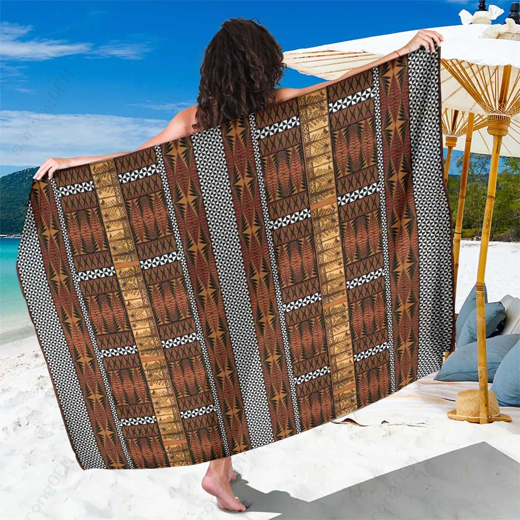 Tonga Tribal Palm Hibiscus Print Sarong South Pacific Tropical Beach Wrap Wholesale Pareo - main view
