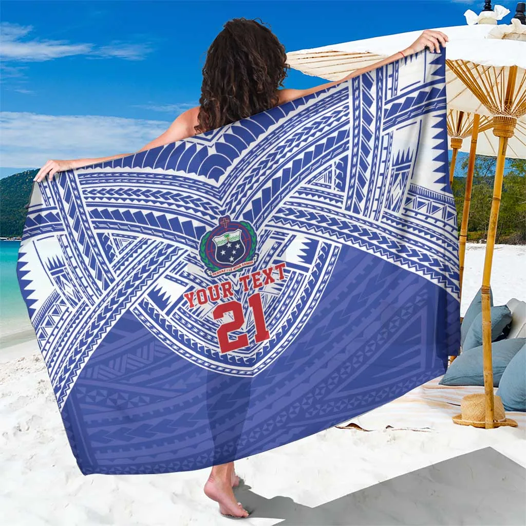 Deep Blue Samoan Tribal Olive Leaf Print Sarong Polynesian Style Beach Cover Up Wholesale Pareo - main view