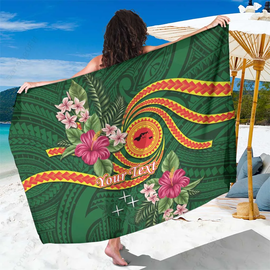 Black Polynesian Tribal Tattoo Tropical Plants Mandala Print Sarong Beach Wrap Pareo Wholesale - main view