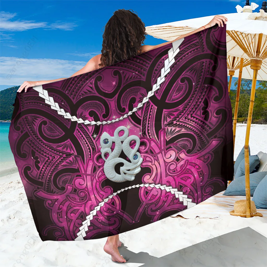 Rose Maori Matariki Manaia Kowhaiwhai Galaxy Print Sarong Polynesian Beach Wrap Wholesale Pareo - related