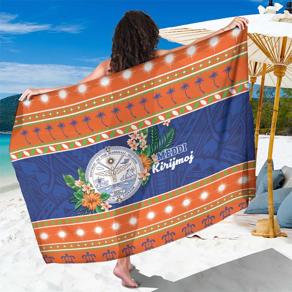 White Christmas Red Green Snowflake Tree Print Sarong Polynesian Island Resort Beach Wrap Wholesale Pareo - main view