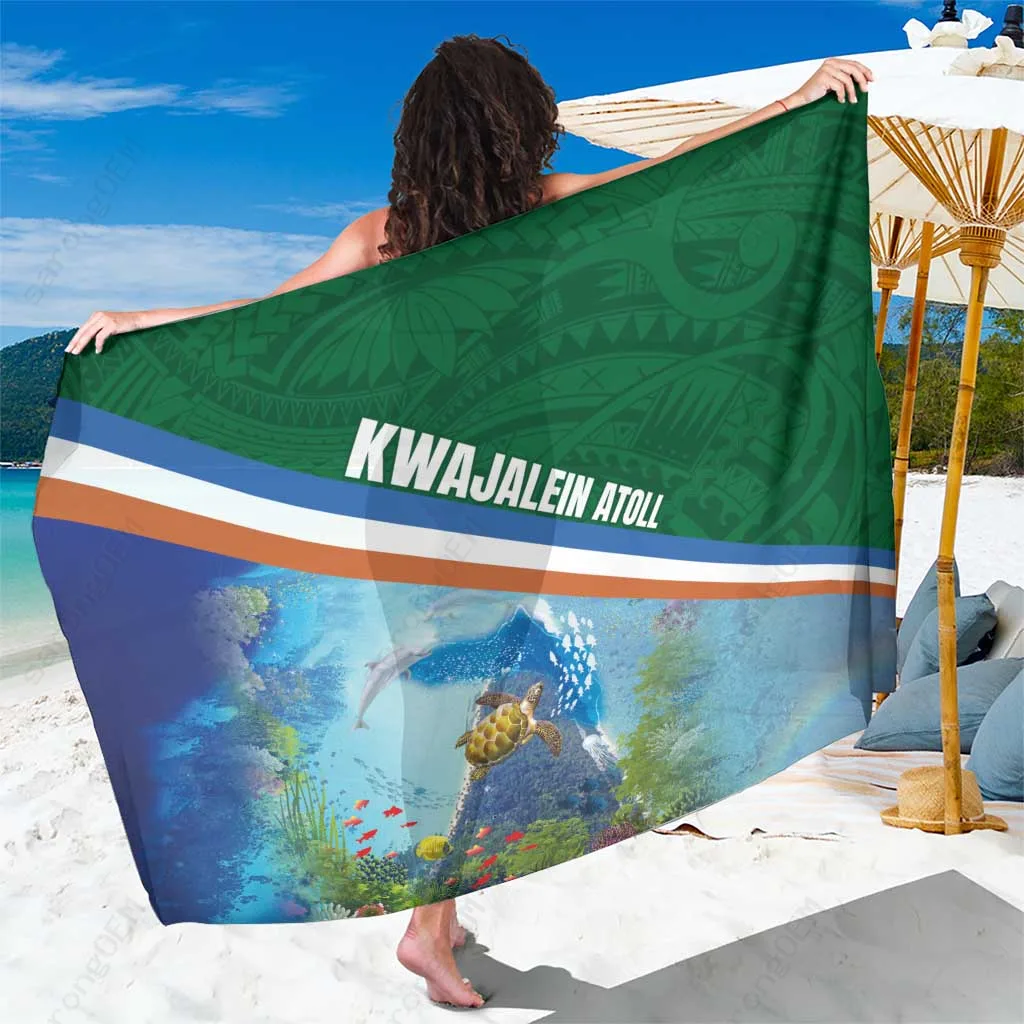 Navy Polynesian Sea Turtle Seaweed Print Sarong Beach Wrap South Pacific Island Pareo Wholesale - main view